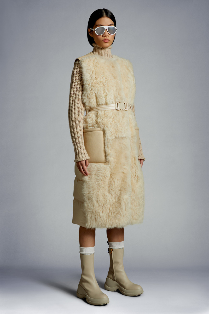Moncler Coucou Shearling Long Down Vest outlook