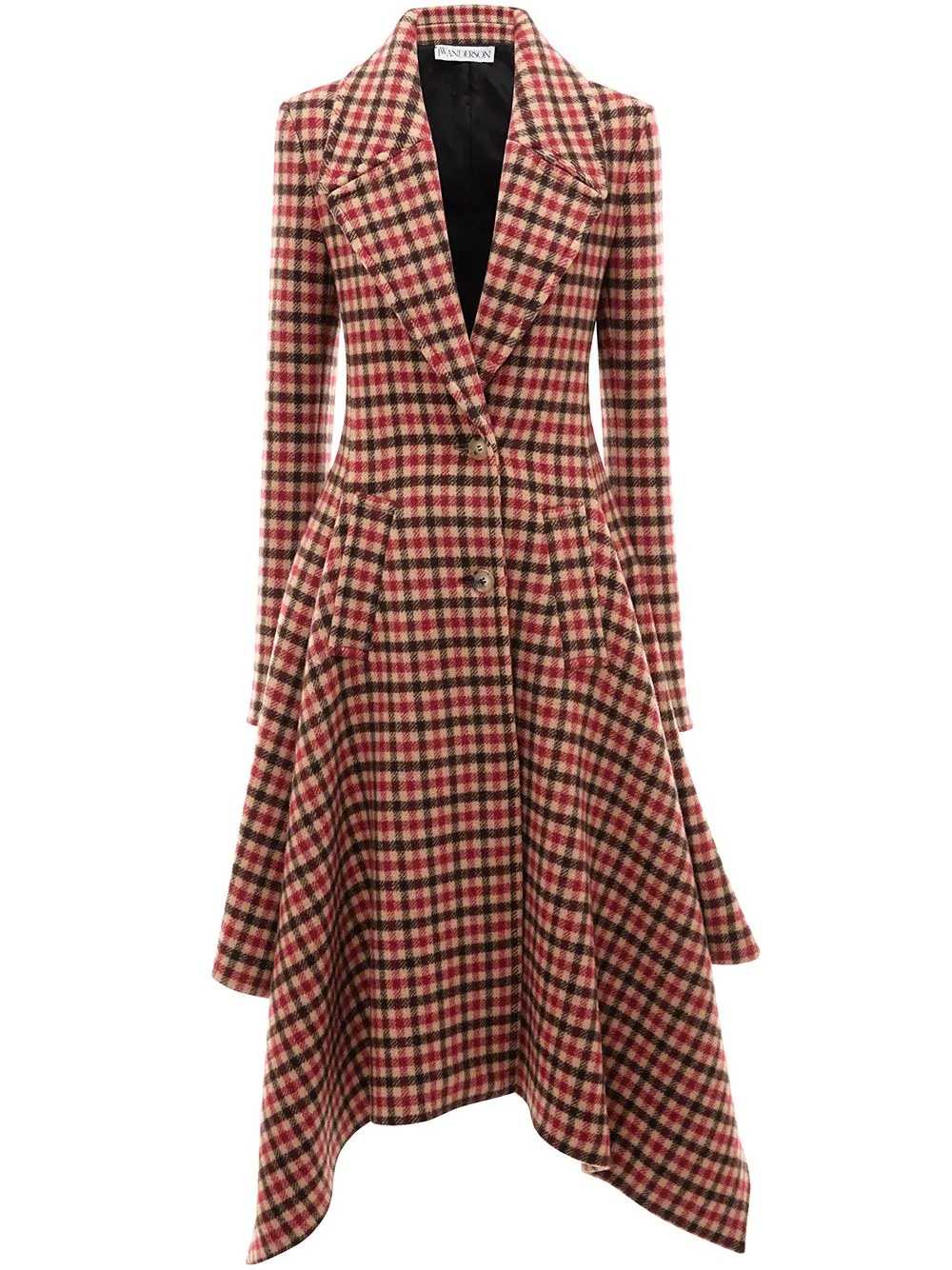 handkerchief-hem check coat - 1