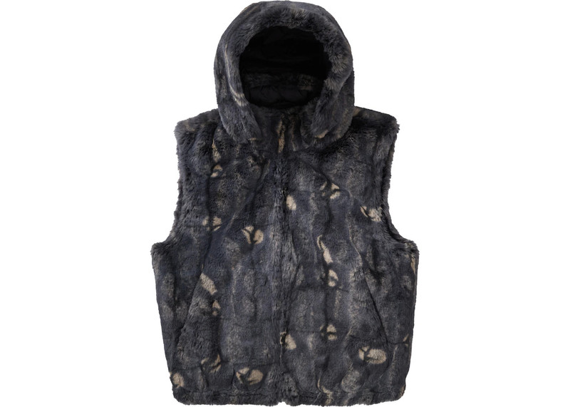Supreme Supreme Faux Fur Hooded Vest Black outlook