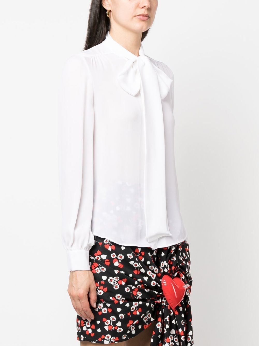 pussy-bow collar silk blouse - 3