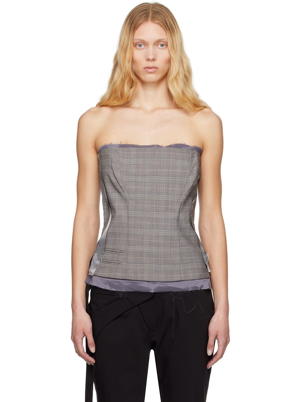 Gray Suit Corsage Top - 1