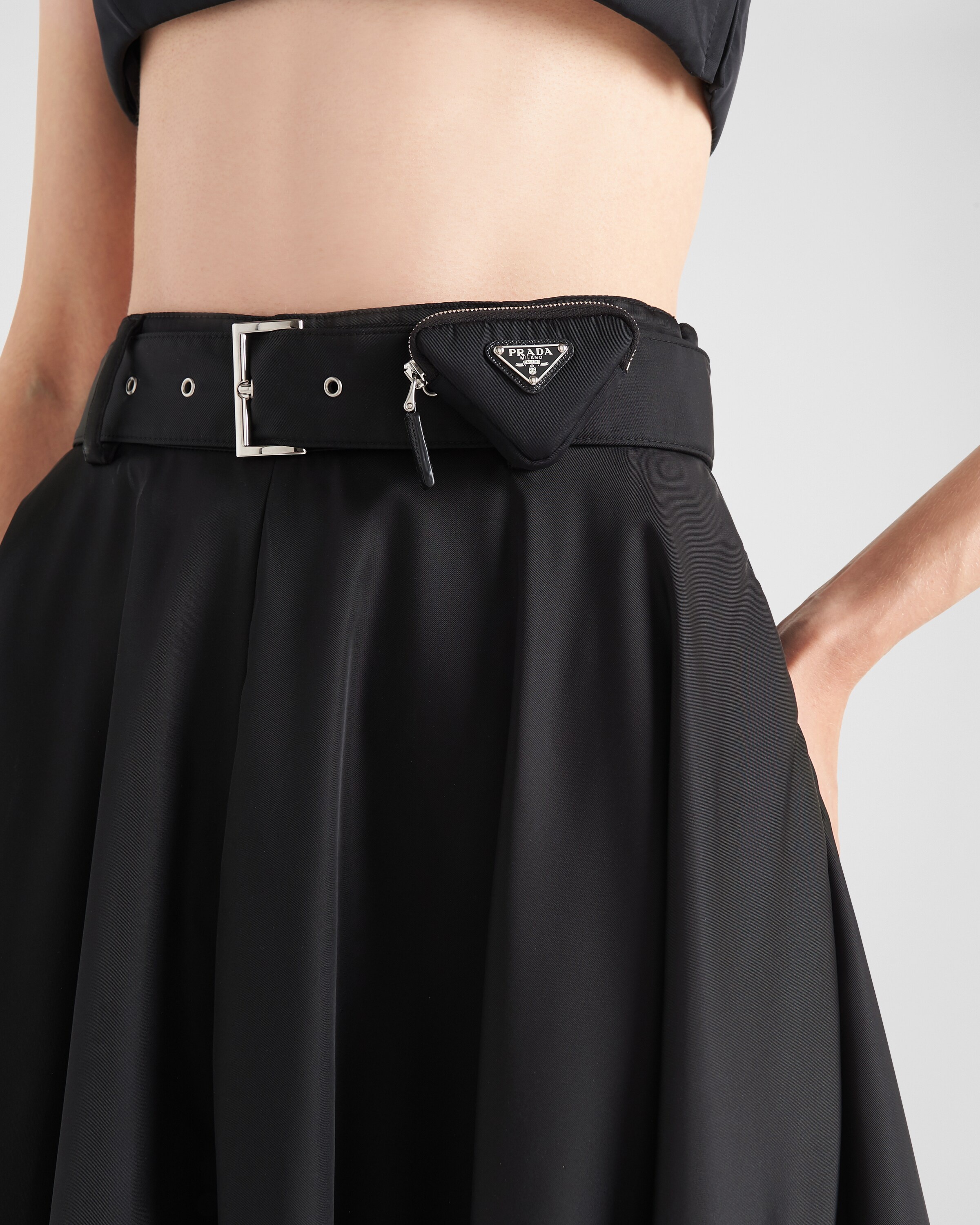 Re-Nylon pleated midi skirt in black - Prada