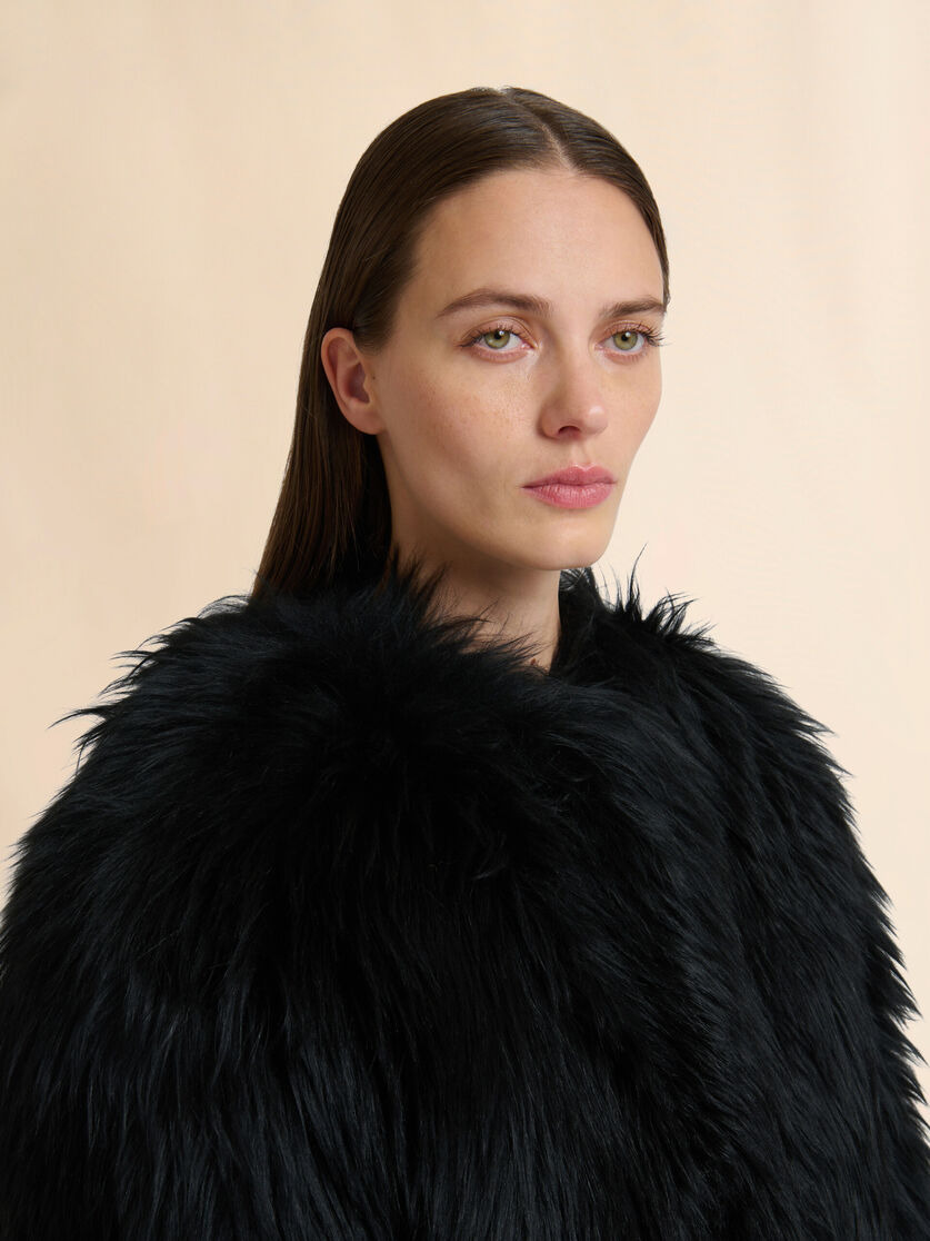 BLACK SHEARLING JACKET - 4