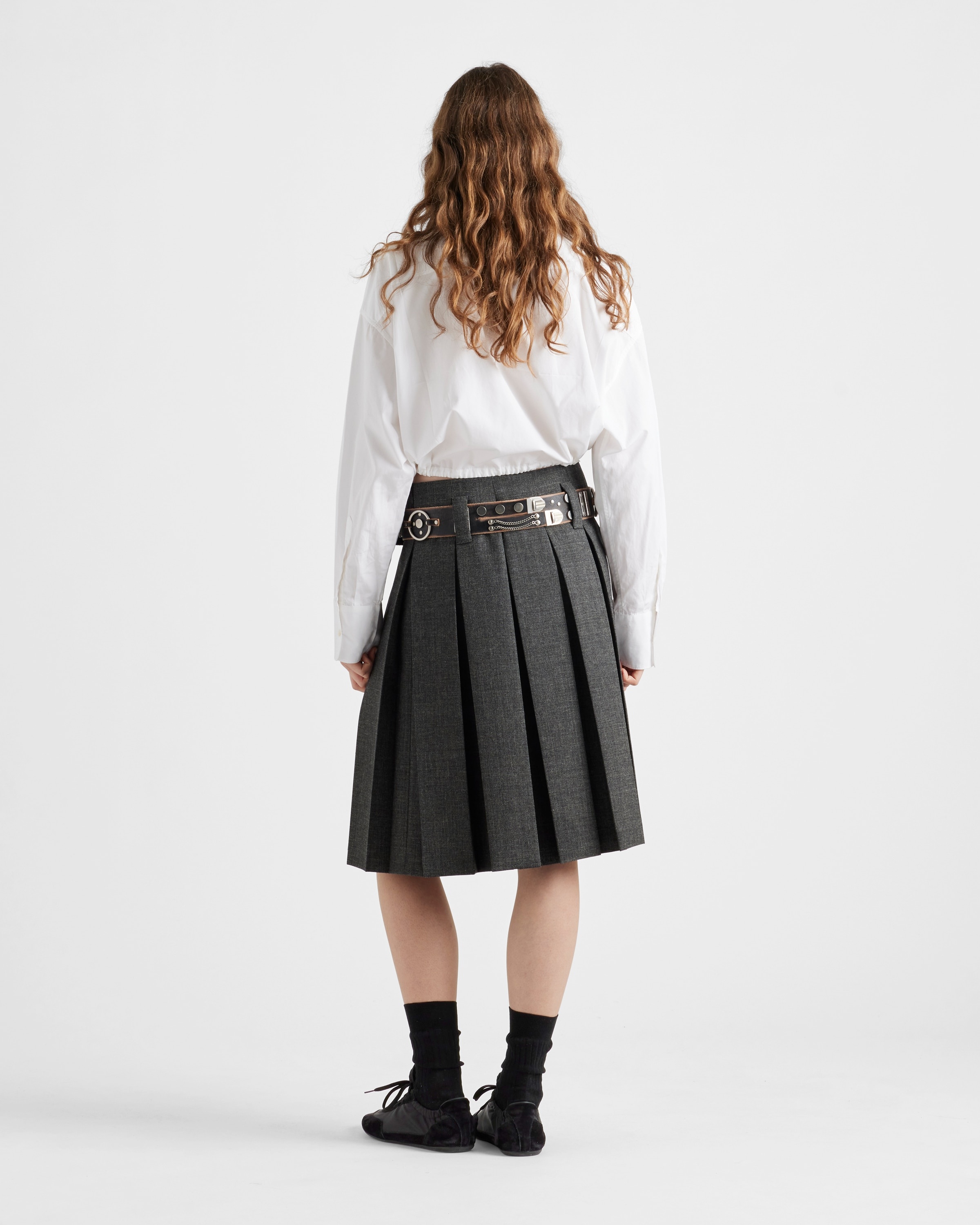 Rush stitch skirt with belt - 5