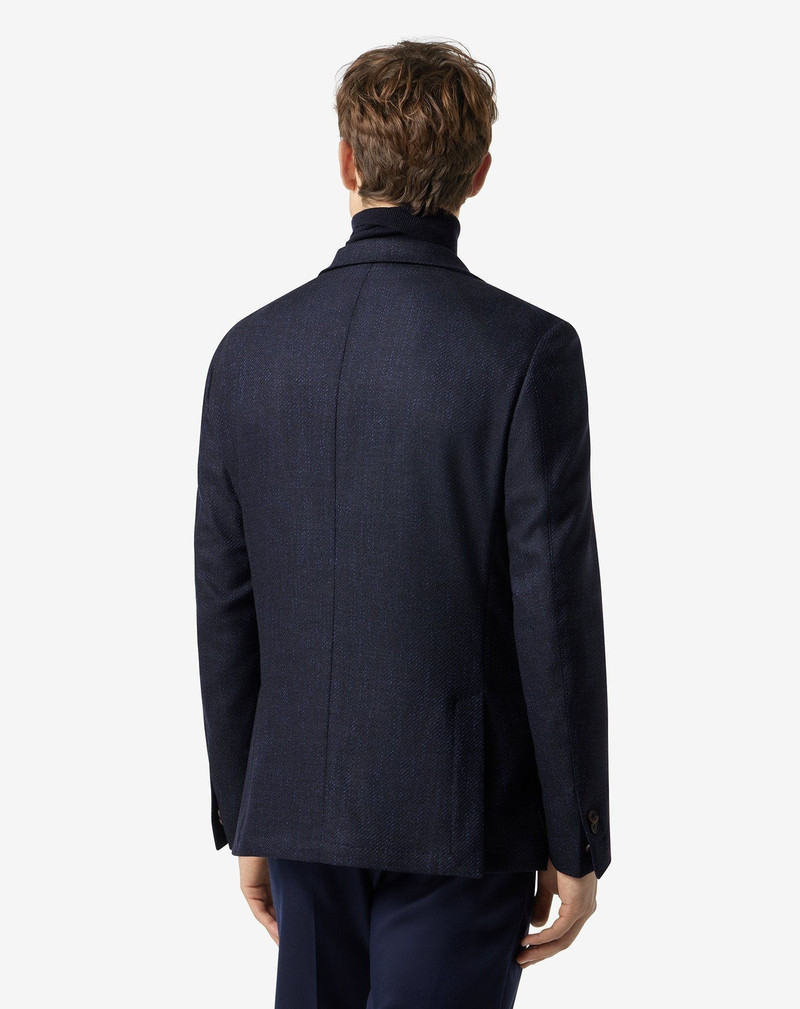 Blue wool, cashmere and stretch silk twill jacket 3