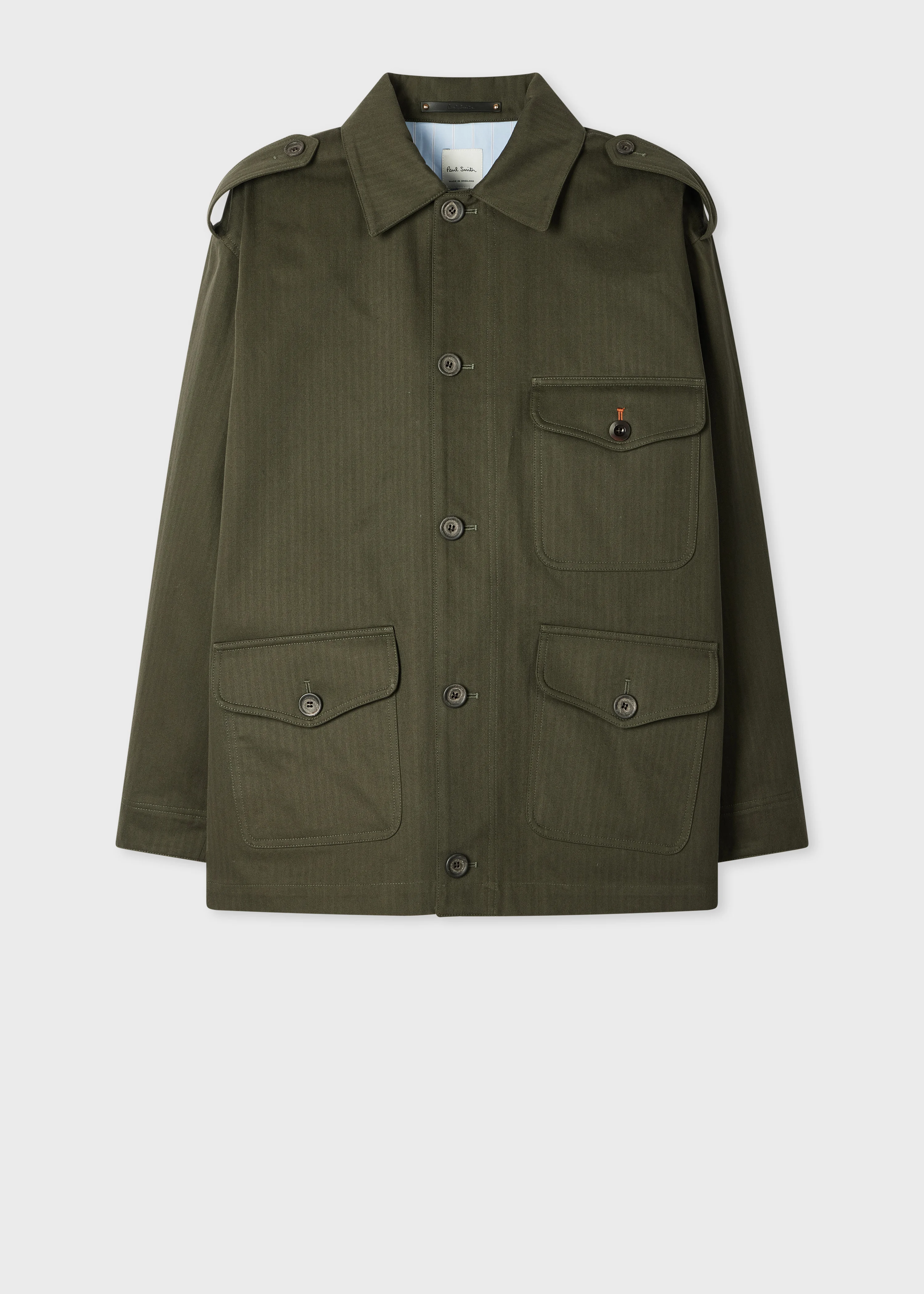 Khaki Cotton Herringbone Field Jacket - 1