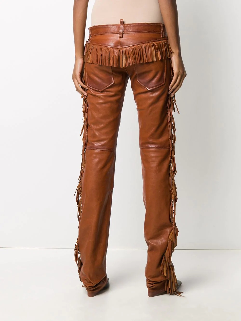 fringed leather trousers - 4