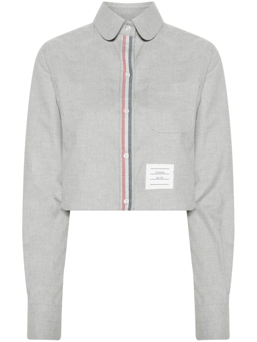 rounded-collar cotton cropped shirt - 1