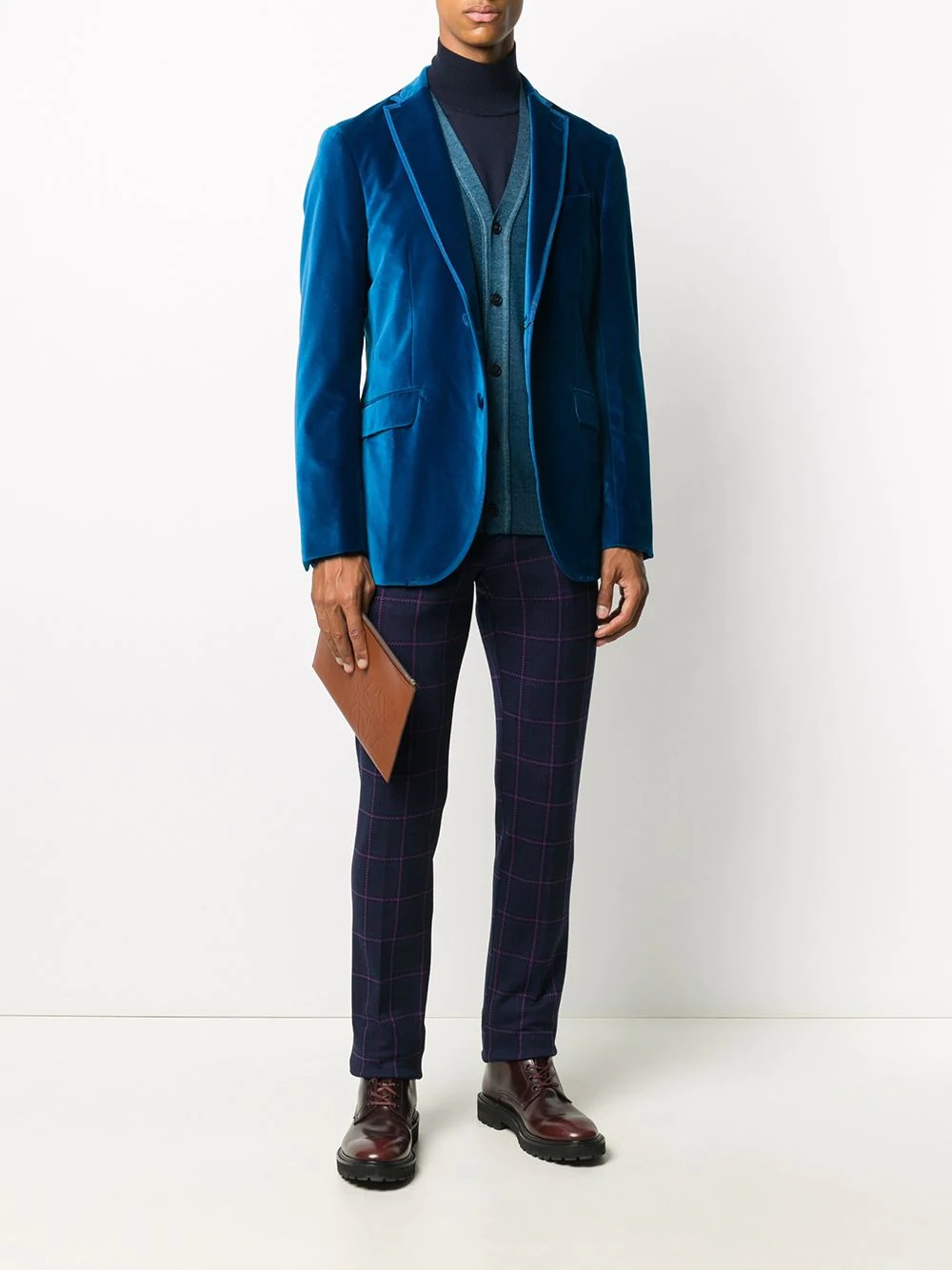 velvet grosgrain-trimmed blazer - 2