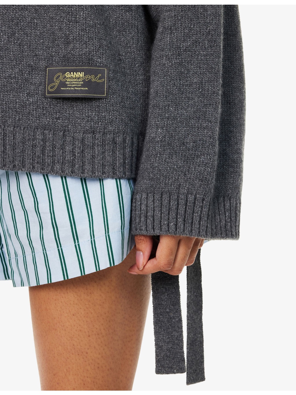 Round-Neck Brand-Patch Wool-Blend Jumper - 5