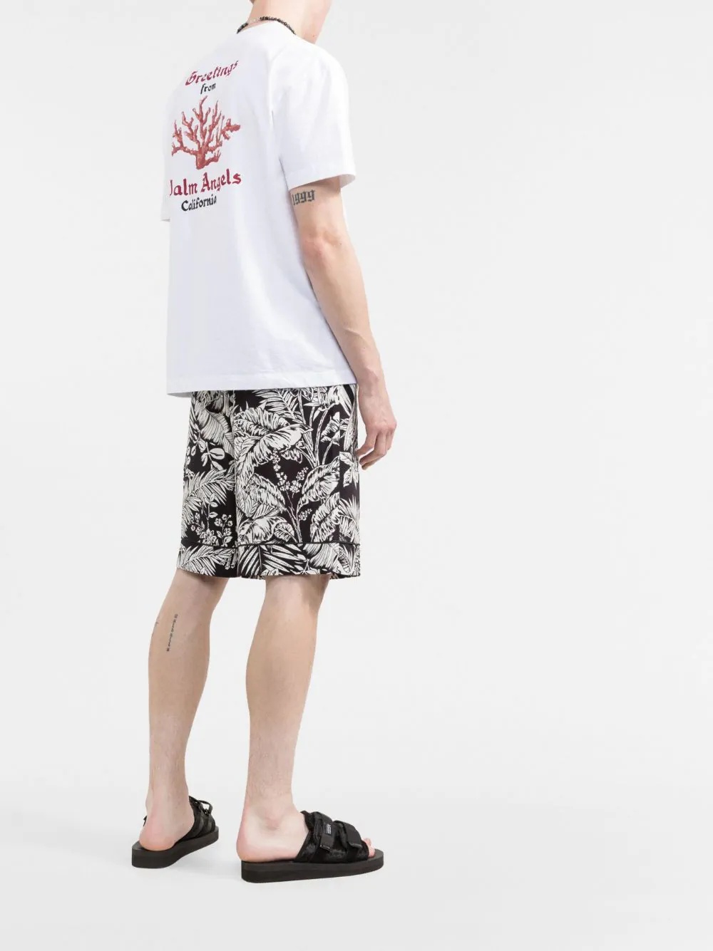 parrot-print track shorts - 4