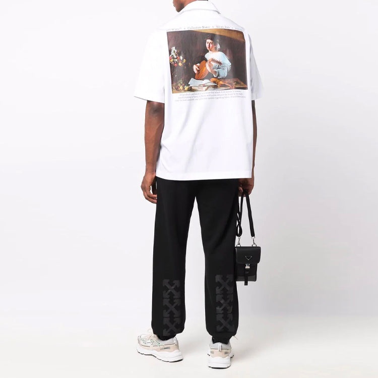 Off-White FW21 Lgo Short Sleeve Shirt Loose Fit White OMGA196F21FAB0040184 - 4