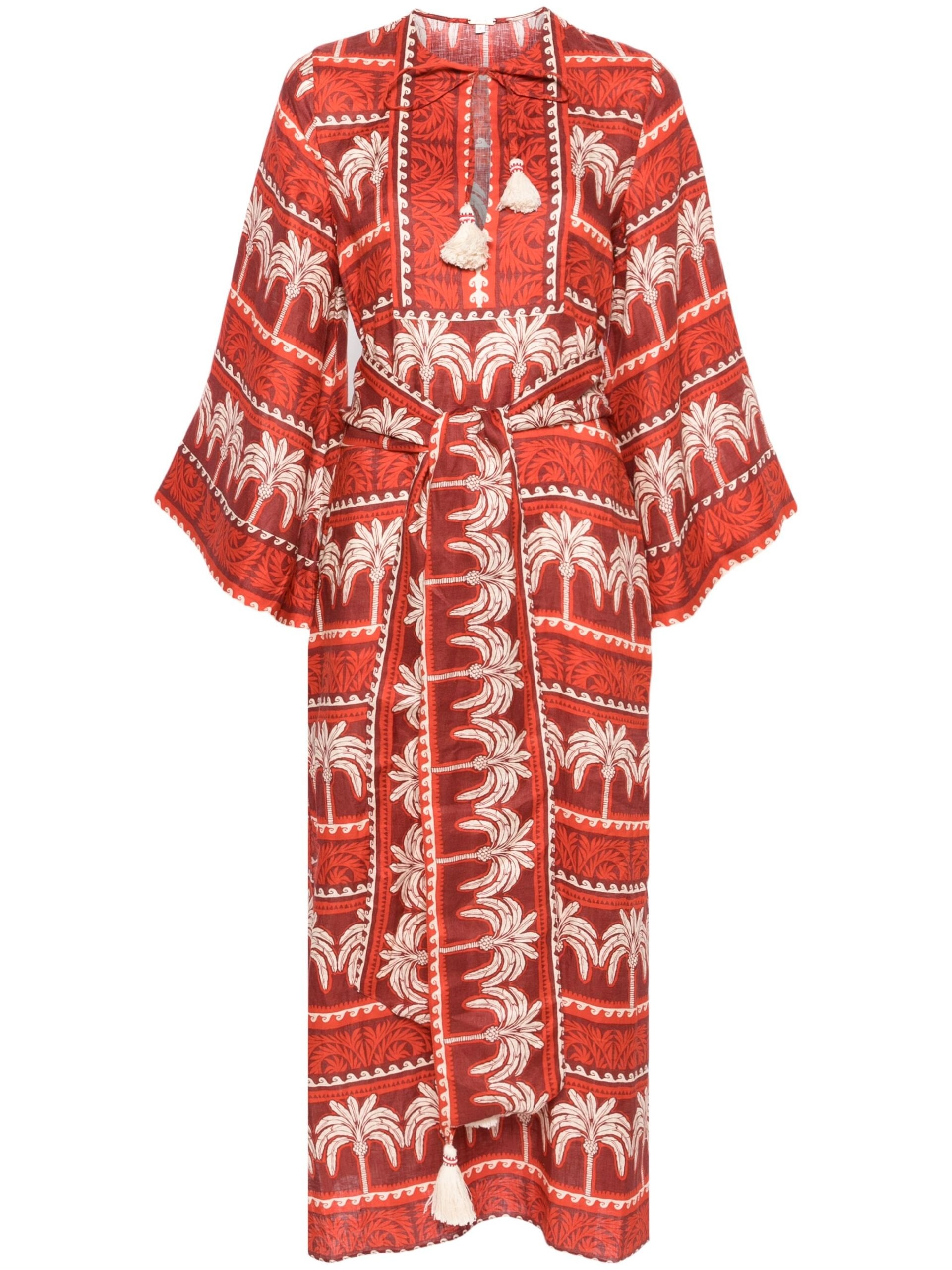 Red Wild Savannah linen dress - 1