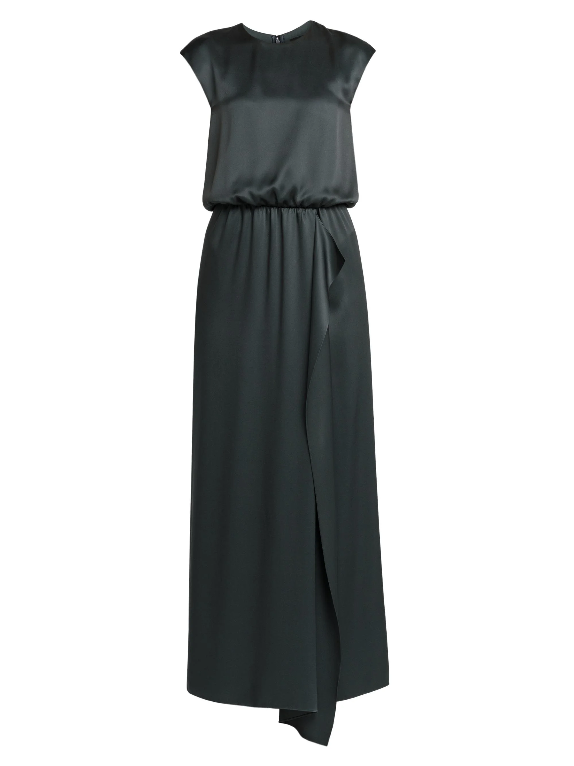 Women's Double Silk Satin Maxi Dress - Forest - 1