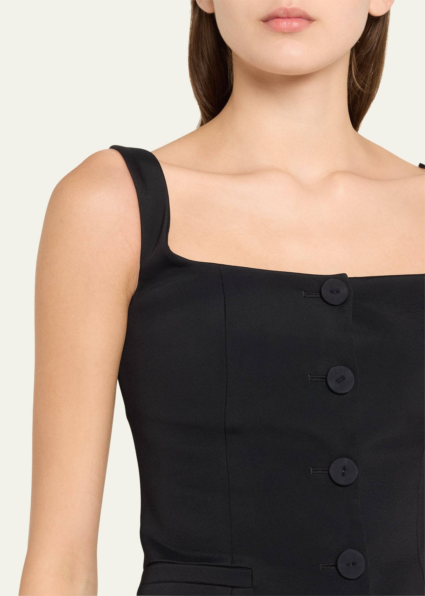 Square-Neck Buttoned Top - 5