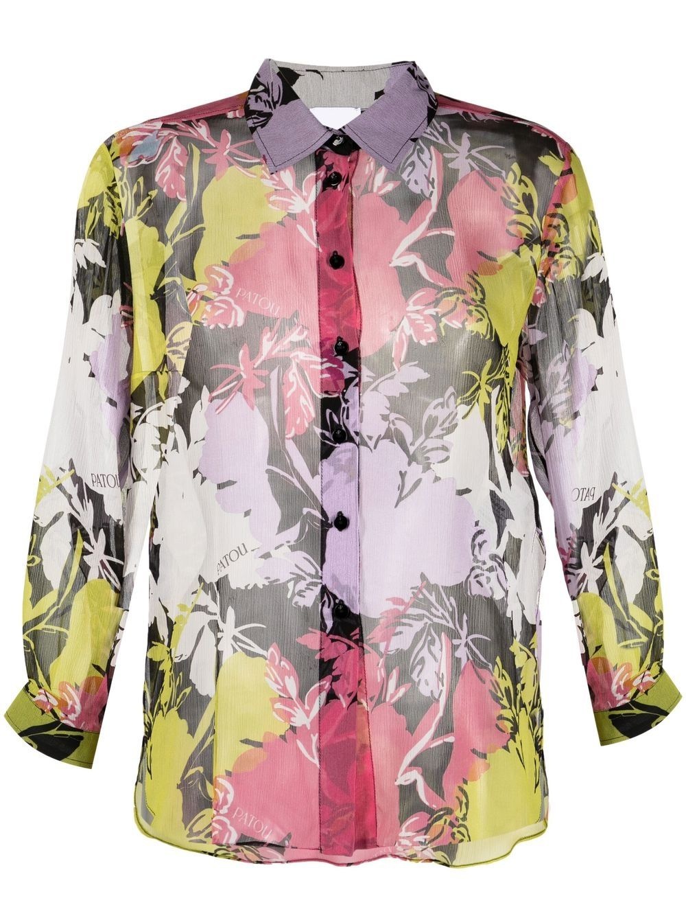 floral print sheer blouse - 1
