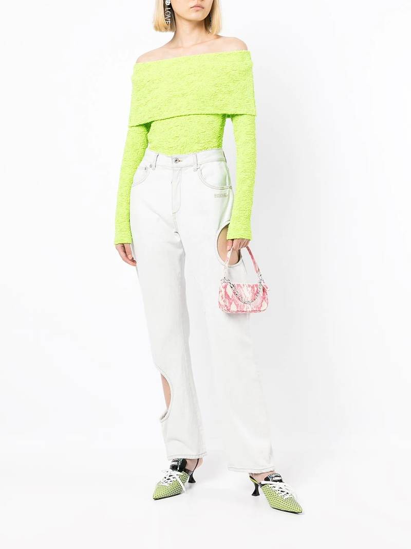 MSGM off-shoulder textured top outlook