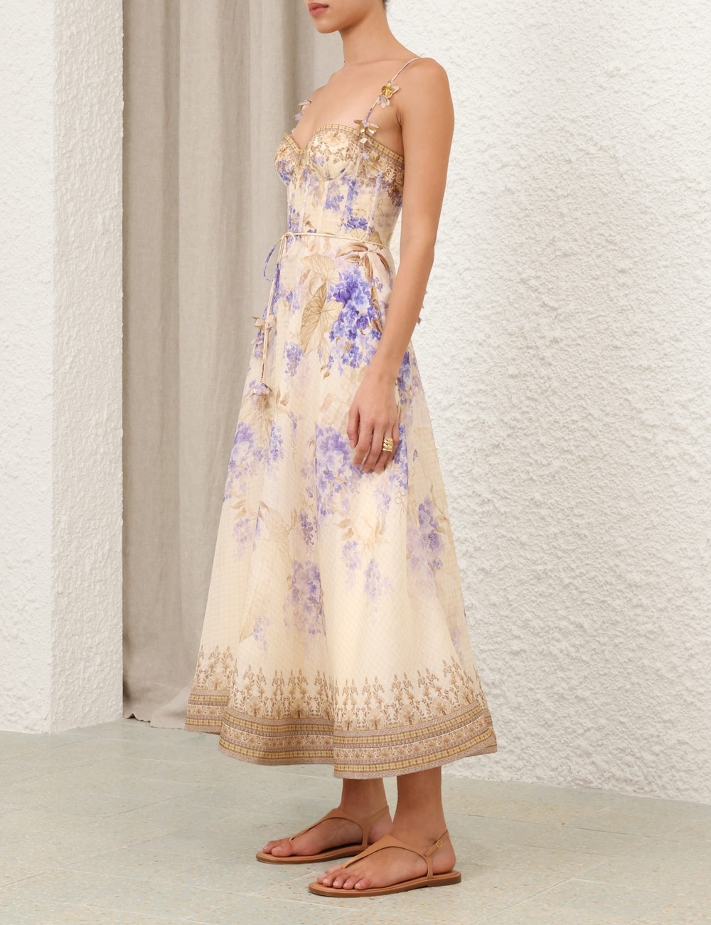 【Zimmermann】APPLIQUE PICNIC DRESS アップリケ ミディドレス Lucky Picnic Maxi Dress Blue Bouquet Floral Online | Zimmermann
