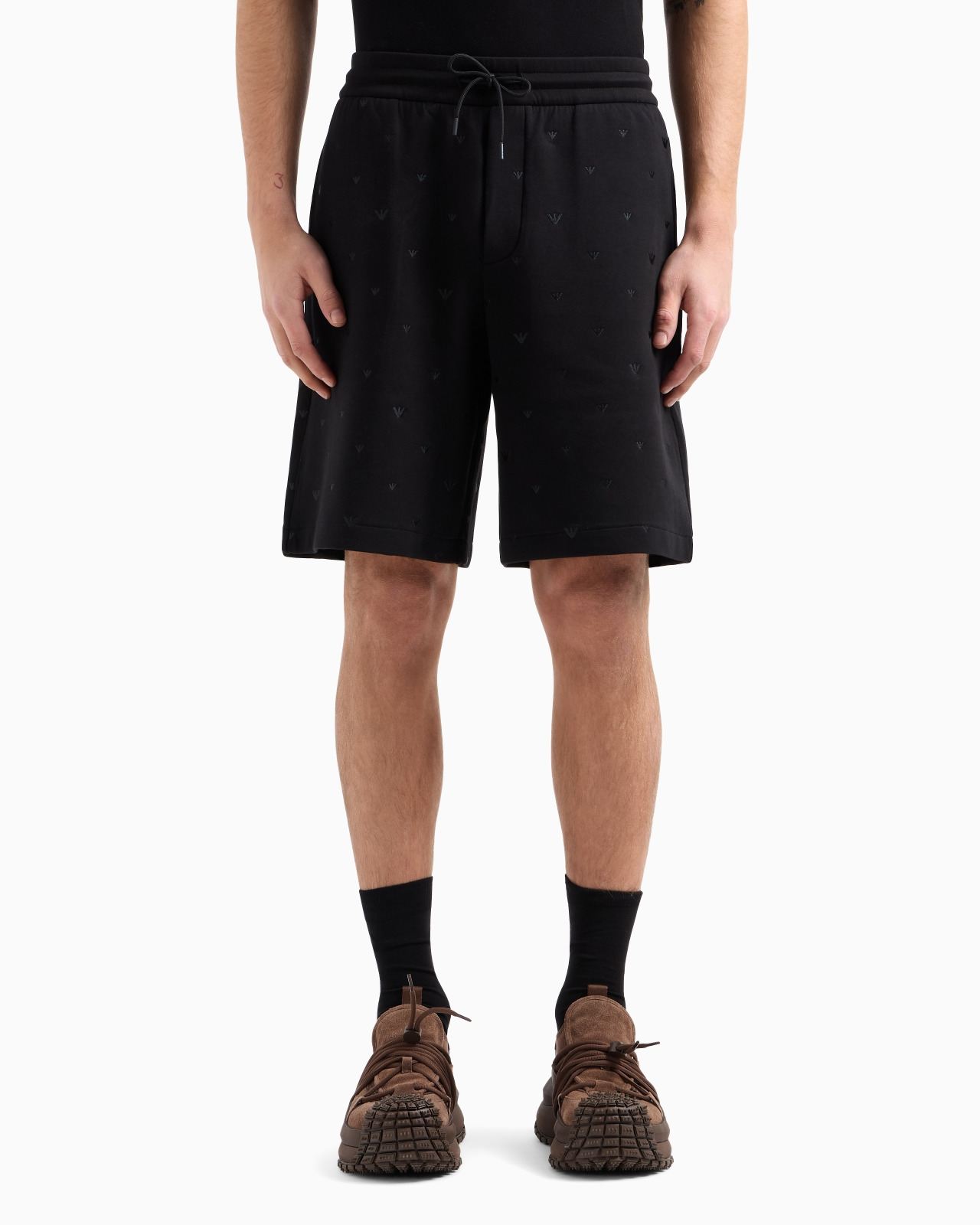DOUBLE JERSEY BERMUDA SHORTS WITH ALL-OVER MICRO EAGLE EMBROIDERY - 4