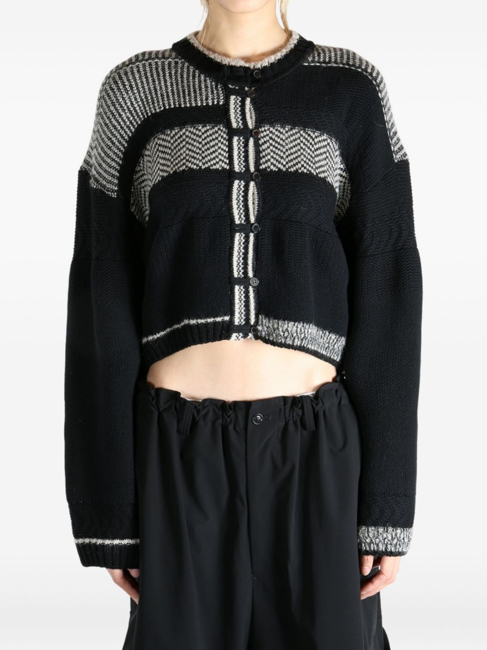 patchwork cropped cardigan - 2