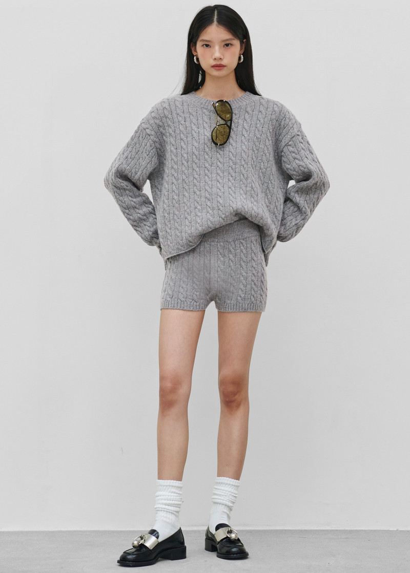 Brisbane Knit Mini Shorts - Grey 7