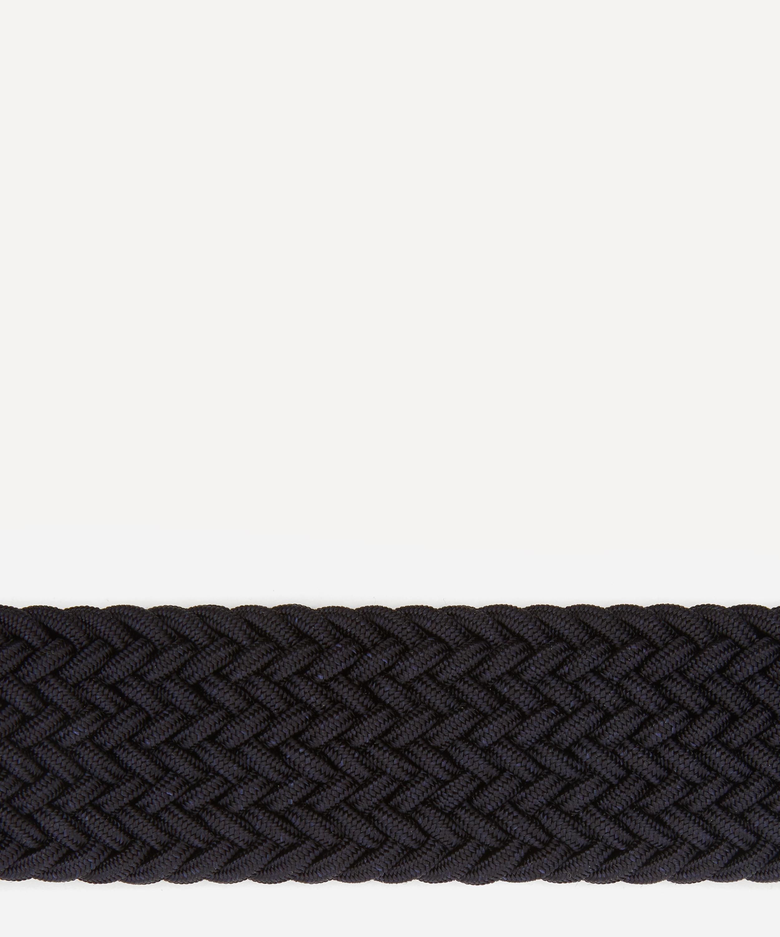 Leather Trimmed Woven-Stretch Belt - 3