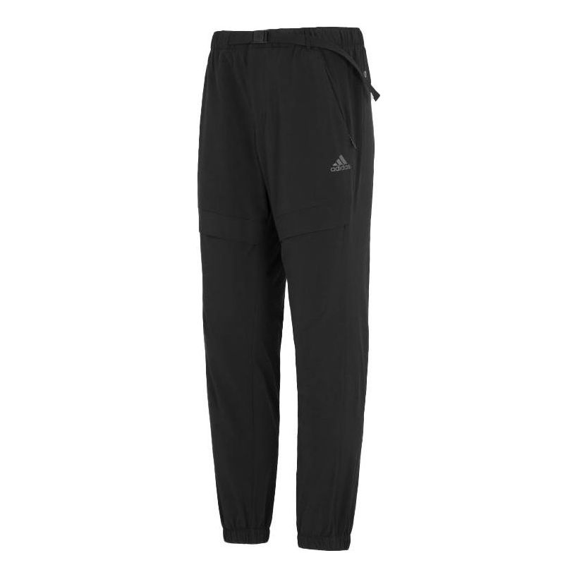 Men's adidas Solid Color Bundle Feet Woven Casual Sports Pants/Trousers/Joggers Black HE7362 - 1