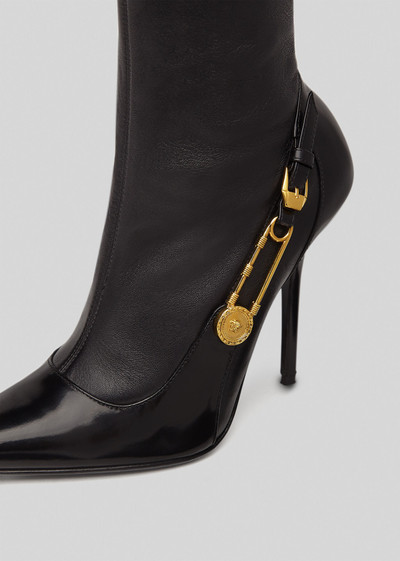 VERSACE Safety Pin Leather Ankle Boots outlook