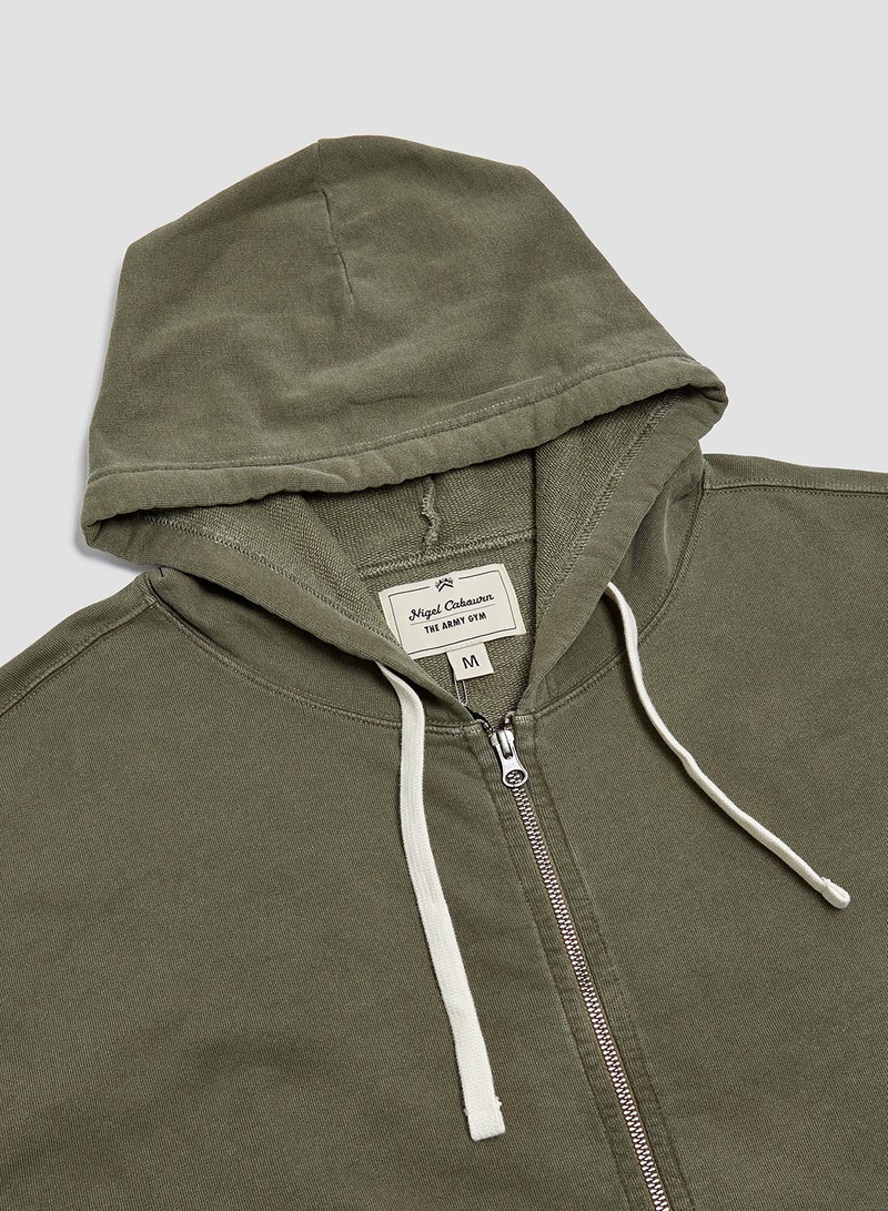 Embroidered Arrow Zip Hoodie in USMC Green 4