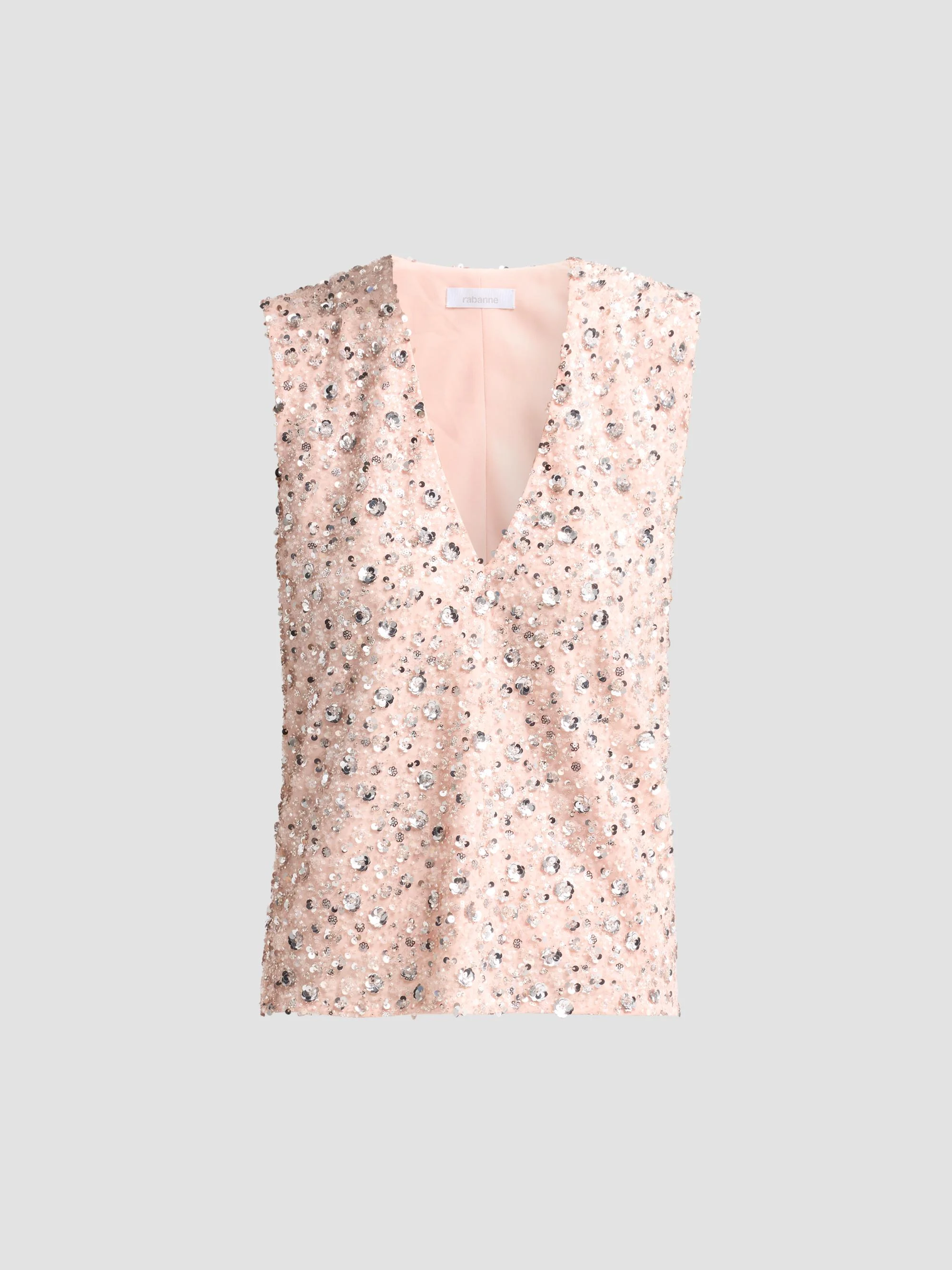 Women's Embellished V-Neck Top - Light Flower Embroidery - 1