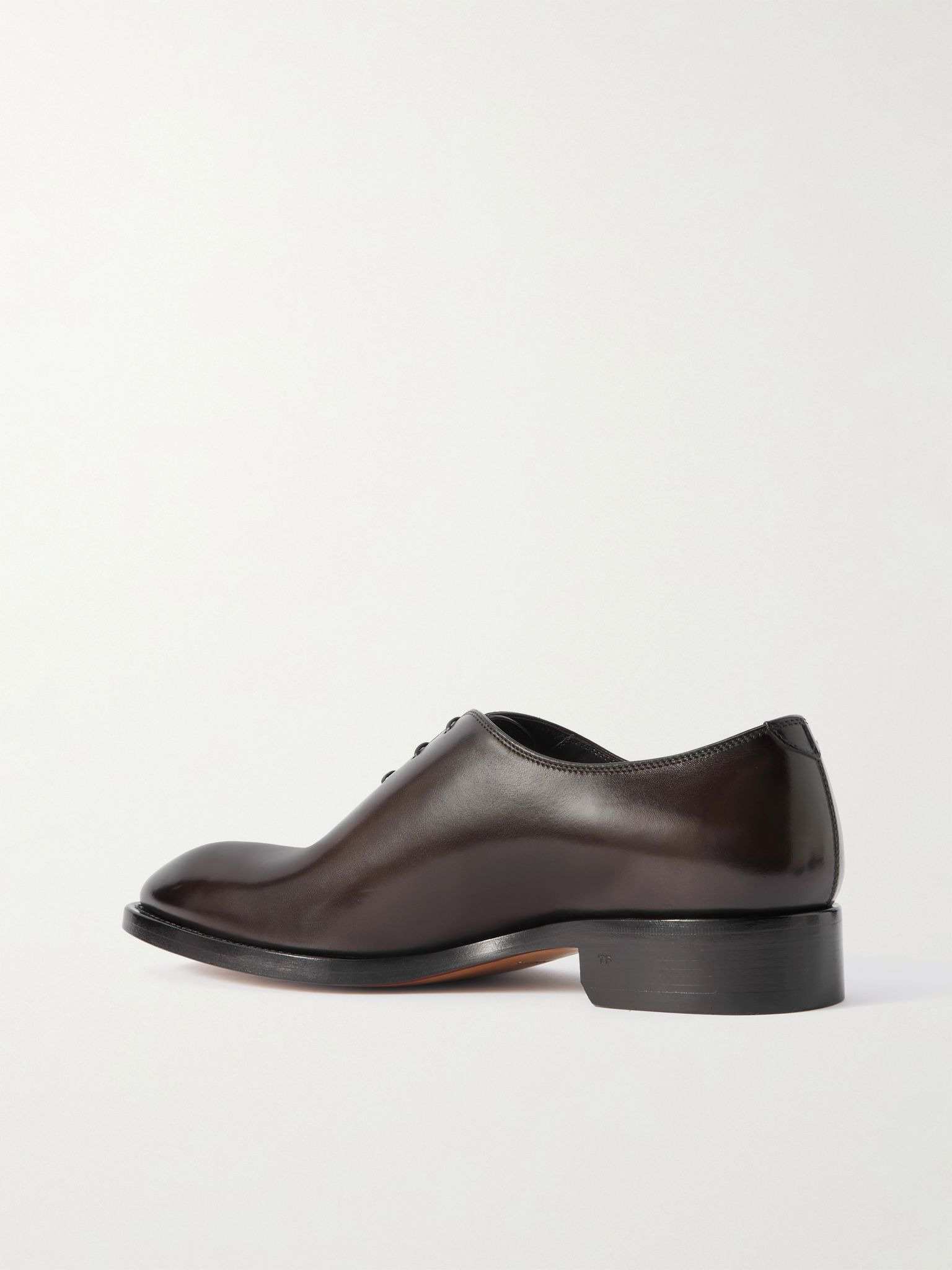 Whole-Cut Patent-Leather Oxford Shoes Dark brown - 4