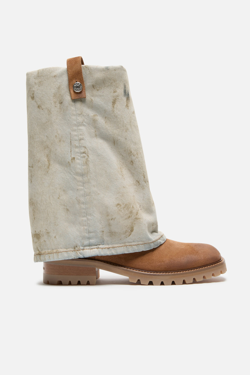 Folded denim boot - Brown/grey 1