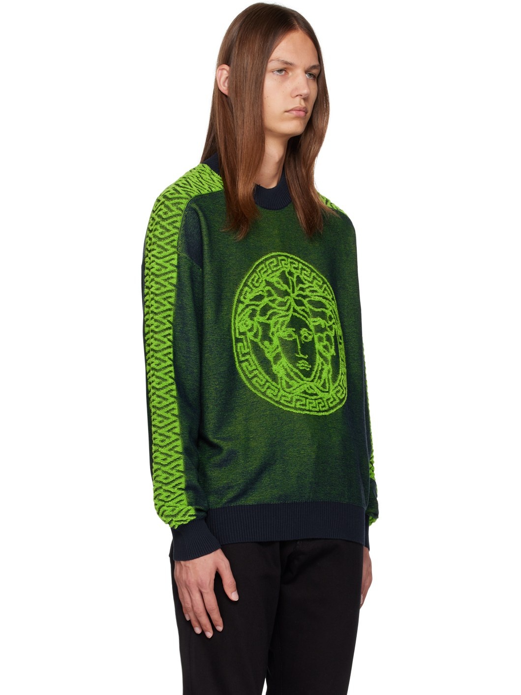 Green & Navy La Greca Medusa Sweater - 2