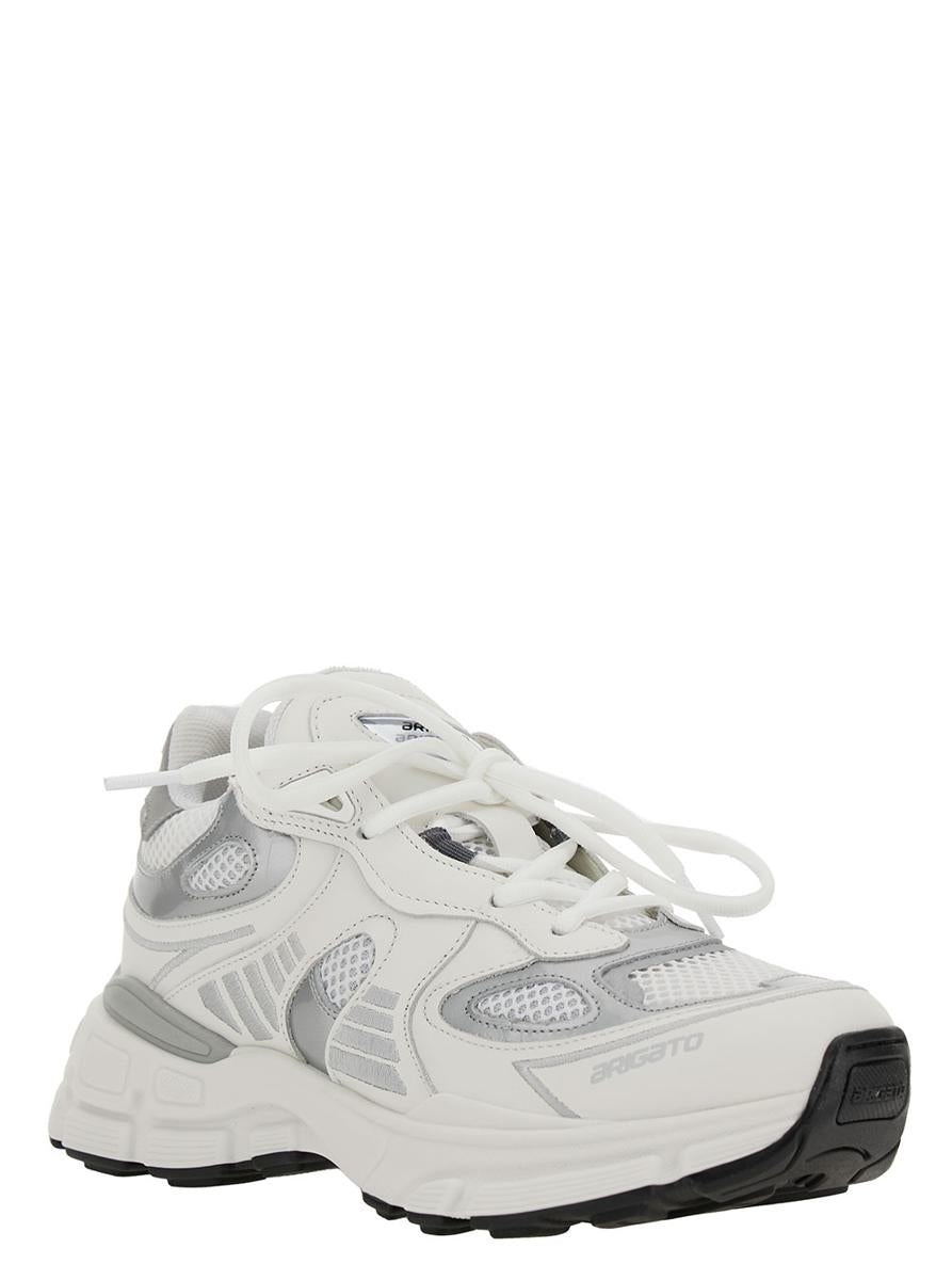 AXEL ARIGATO 'MARATHON GHOST RUNNER' WHITE LOW TOP SNEAKERS WITH REFLECTIVCE DETAILS IN LEATHER BLEN - 2