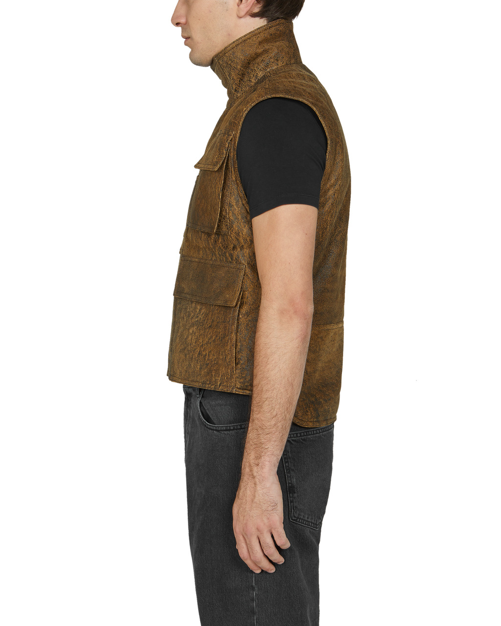 TREATED LEATHER CARGO VEST - 4