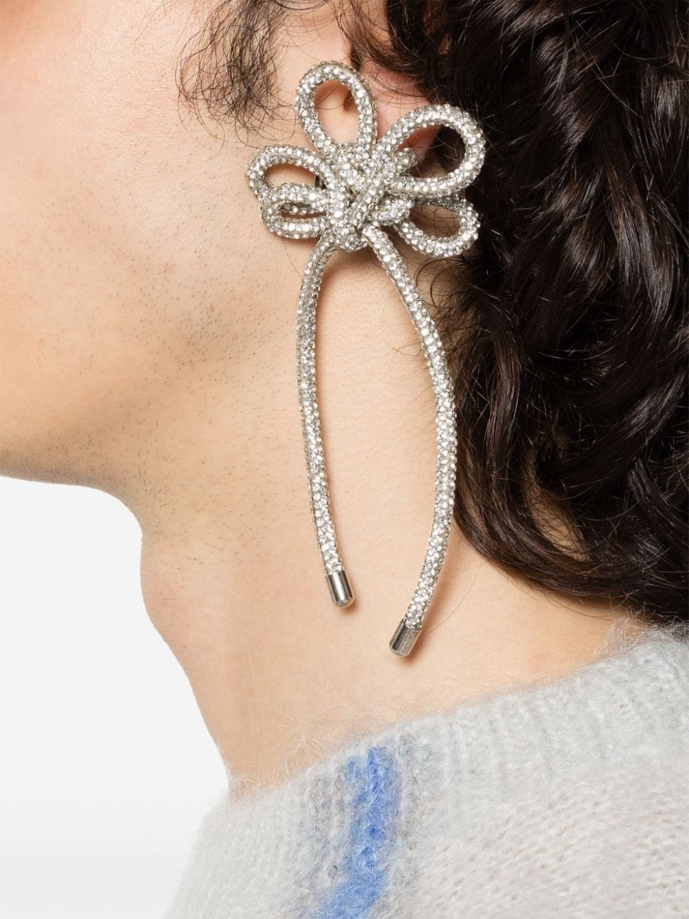 crystal-embellished clip-on earring - 2