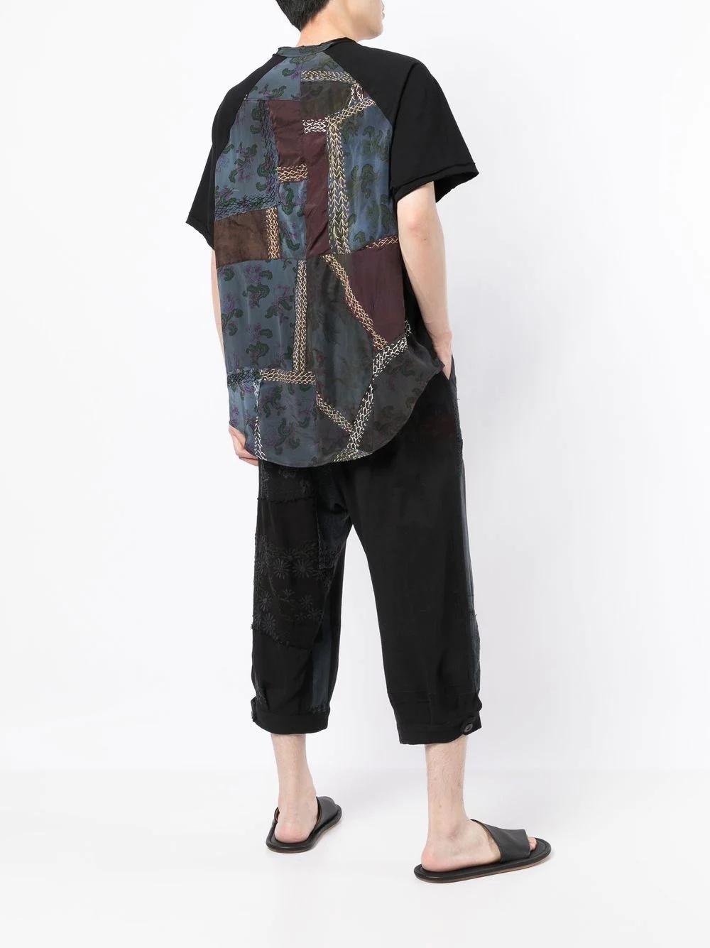 patchwork curved-hem T-Shirt - 2