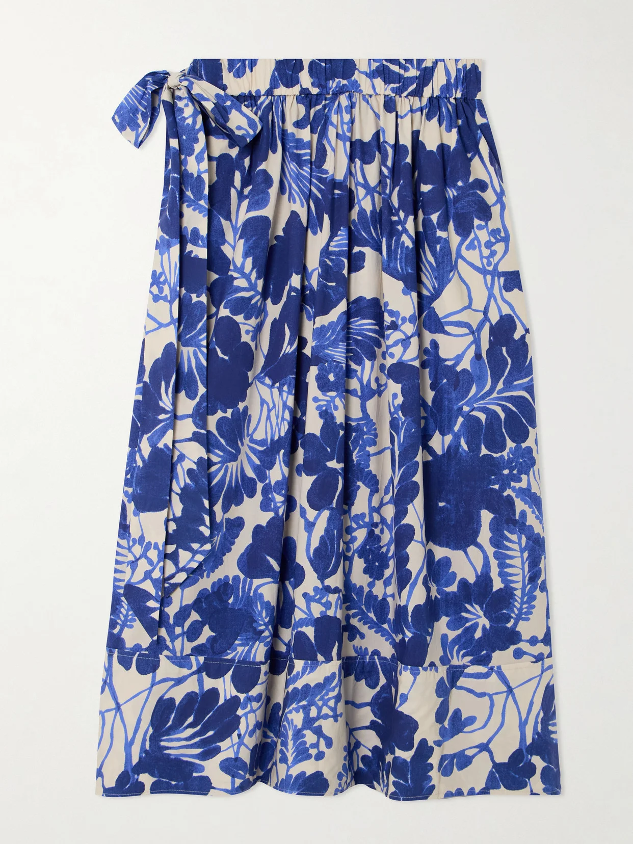 Braga Tie-detailed Tiered Printed Cotton-poplin Midi Skirt - 1