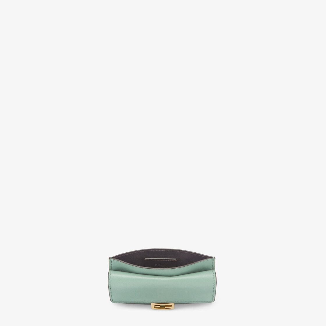 Baguette cardholder with three card slots and coin pocket with snap button. Made of mint green nappa - 4