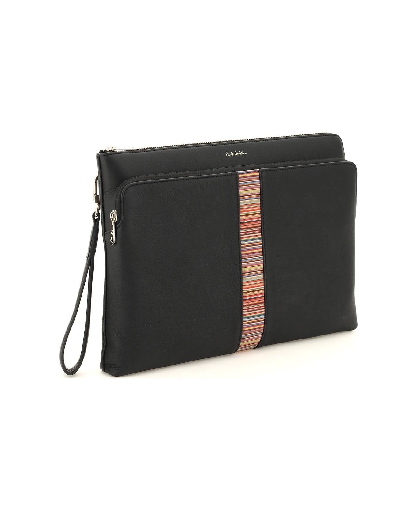 Signture Stripe Leather Pouch - 3