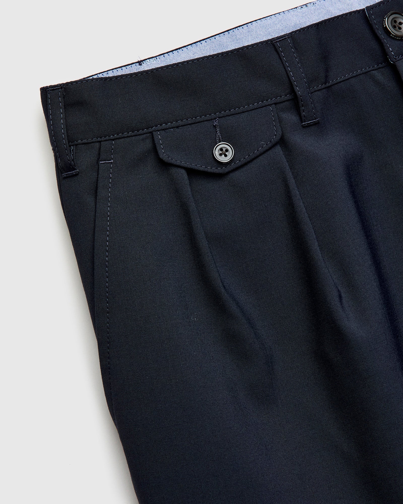 2-Pleat Tropical Wool Trousers in Dark Navy - 4