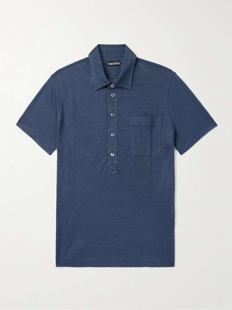 Slim-Fit Silk and Linen-Blend Polo Shirt - 1