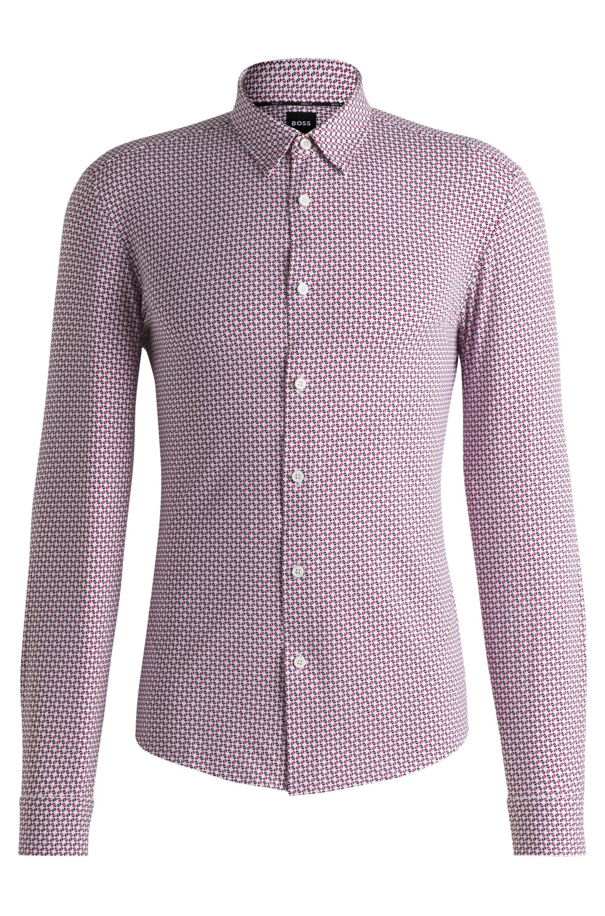 SLIM-FIT SHIRT IN PRINTED PERFORMANCE-STRETCH JERSEY - 1