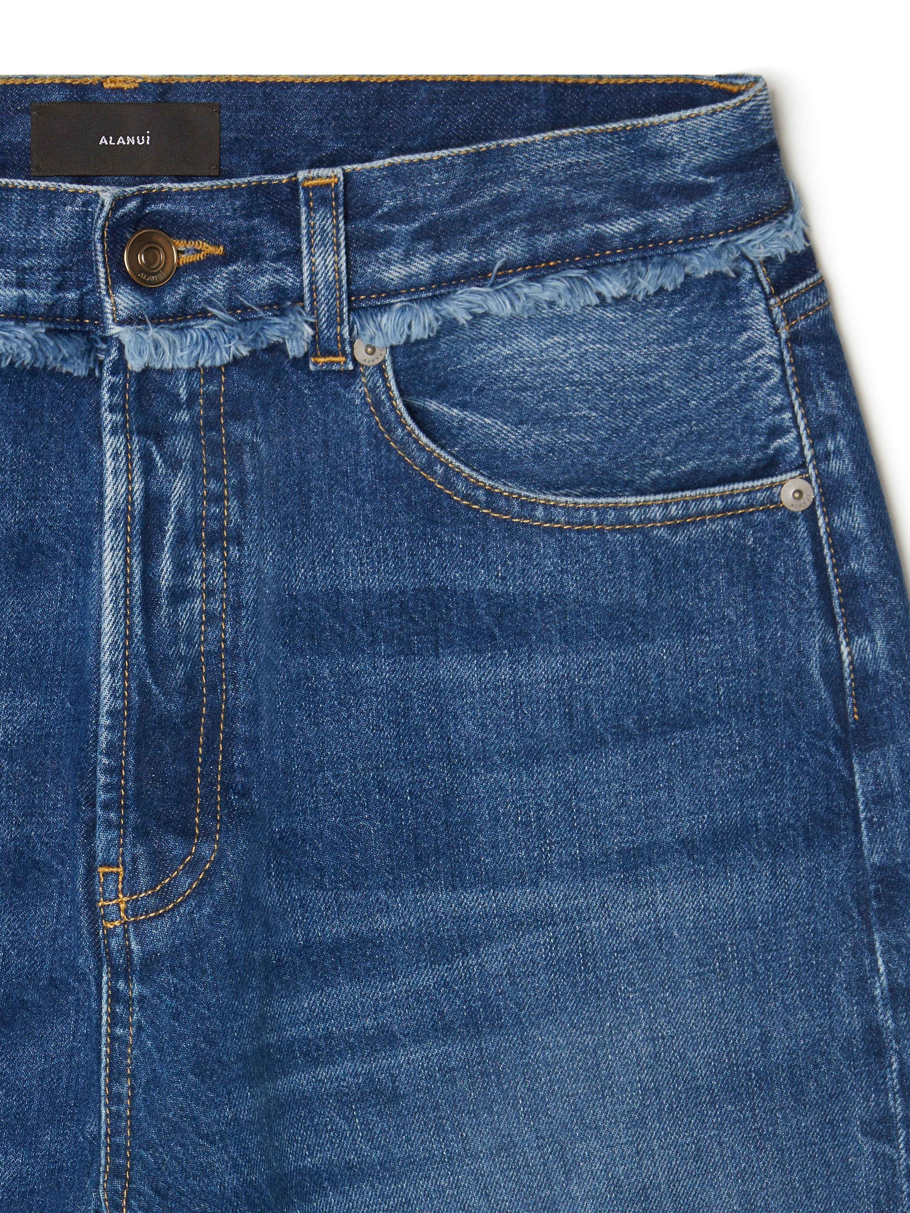 Fringed Relaxed Denim Pants - 7
