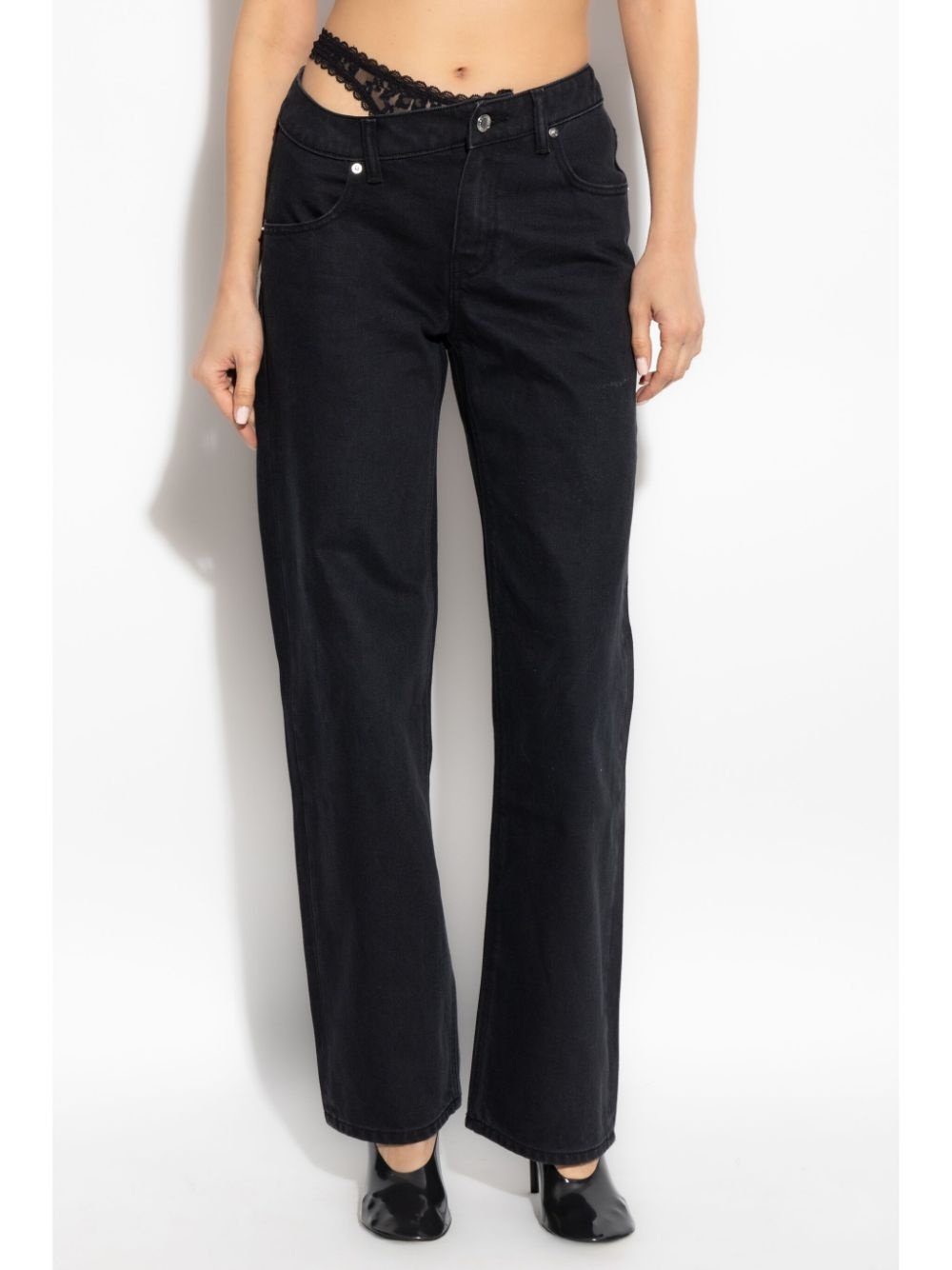 lace-detailing straight jeans - 3