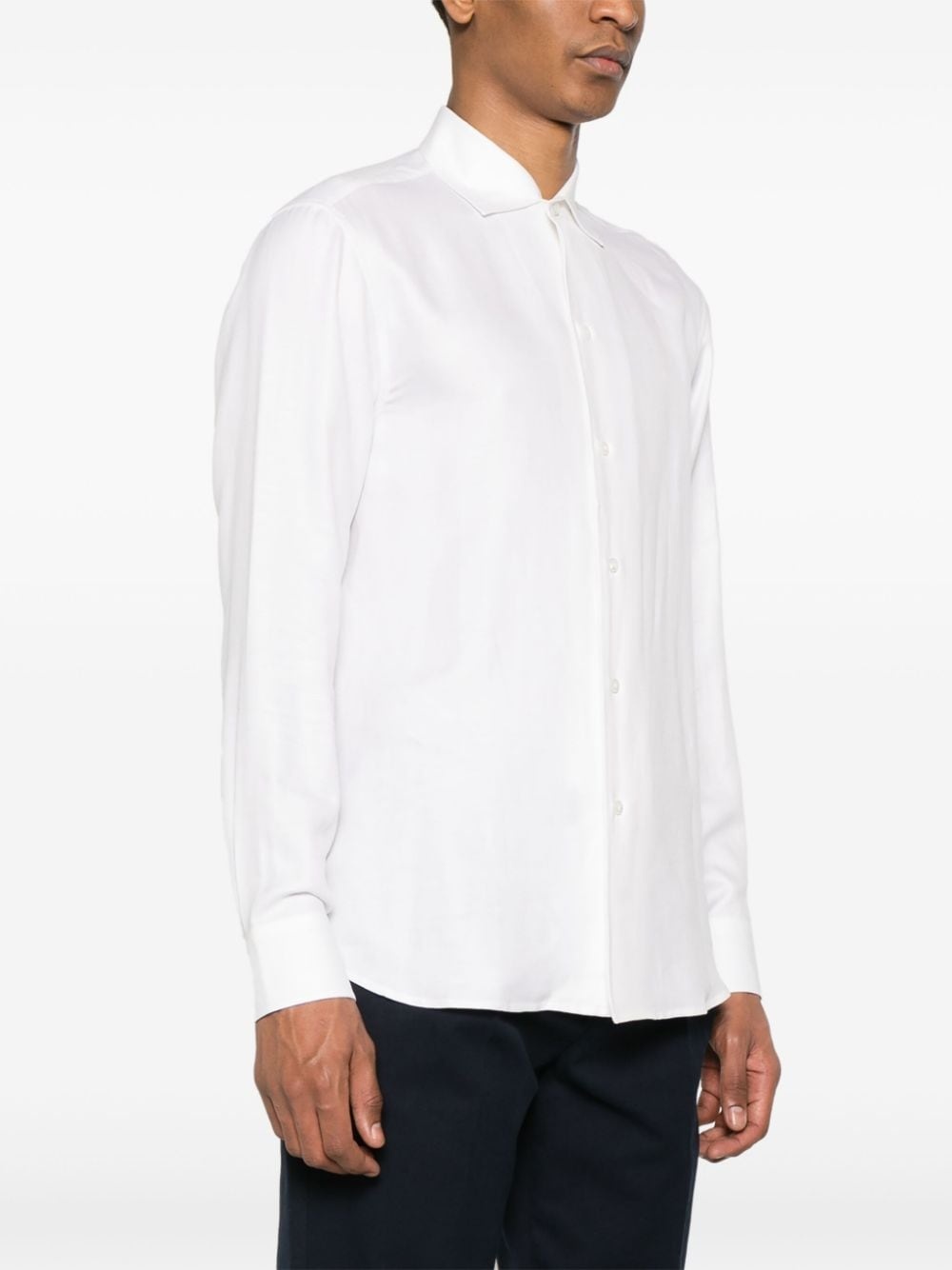 spread-collar twill-weave shirt - 3