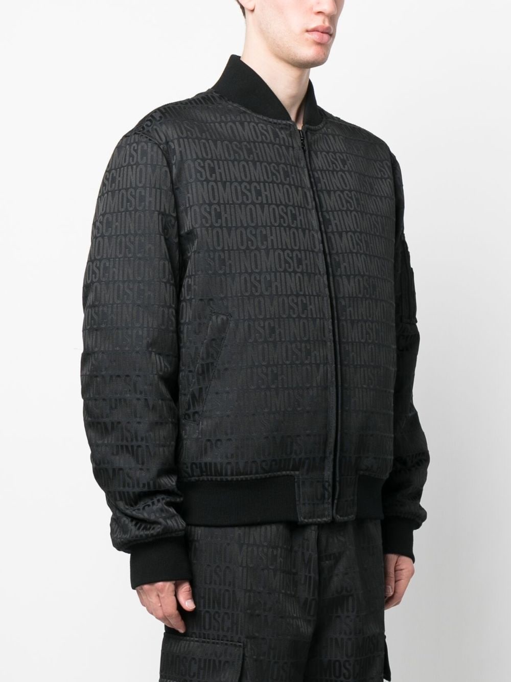 all-over-logo-print cotton bomber jacket - 3