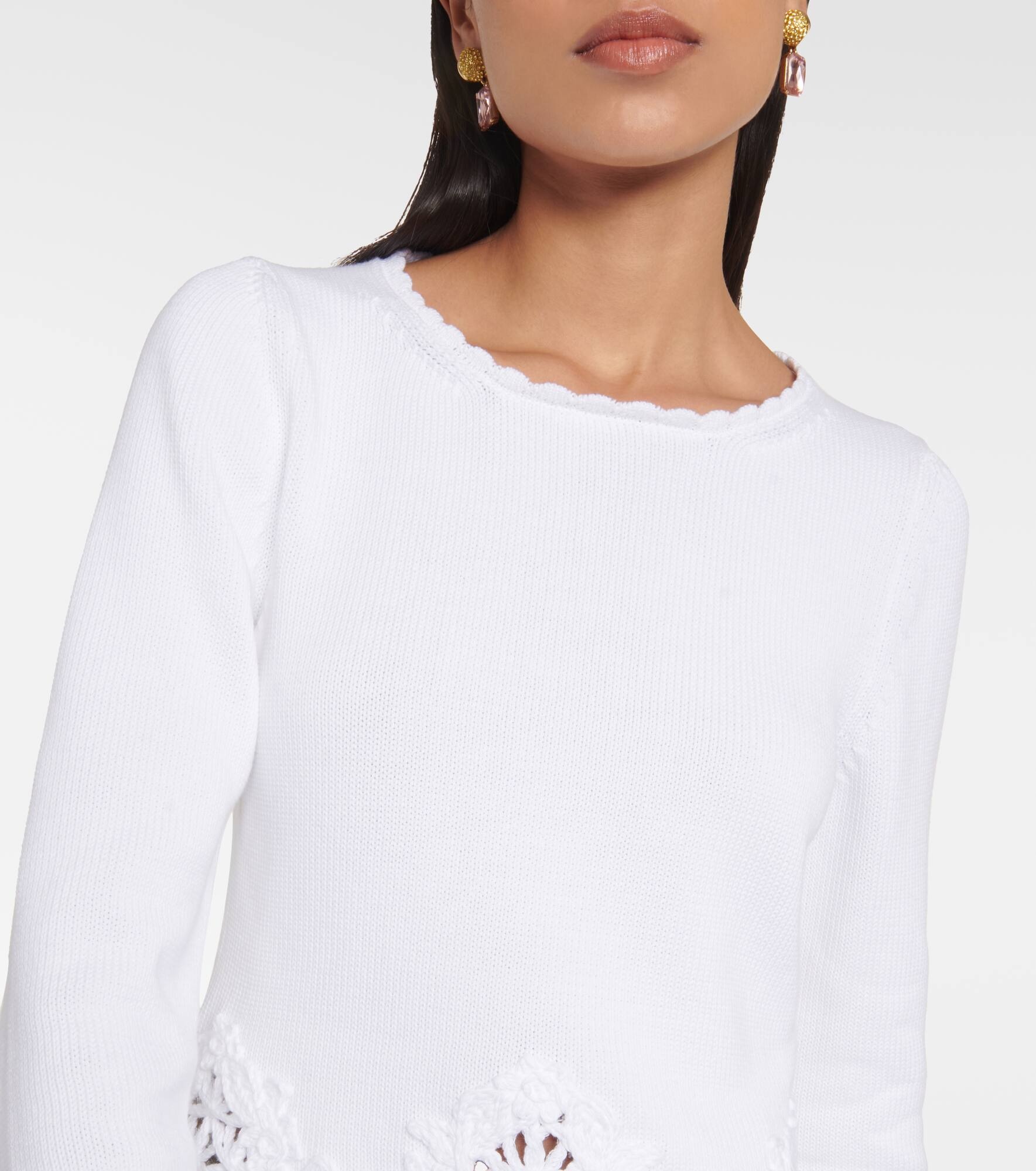 Lace-trimmed cotton sweater - 4