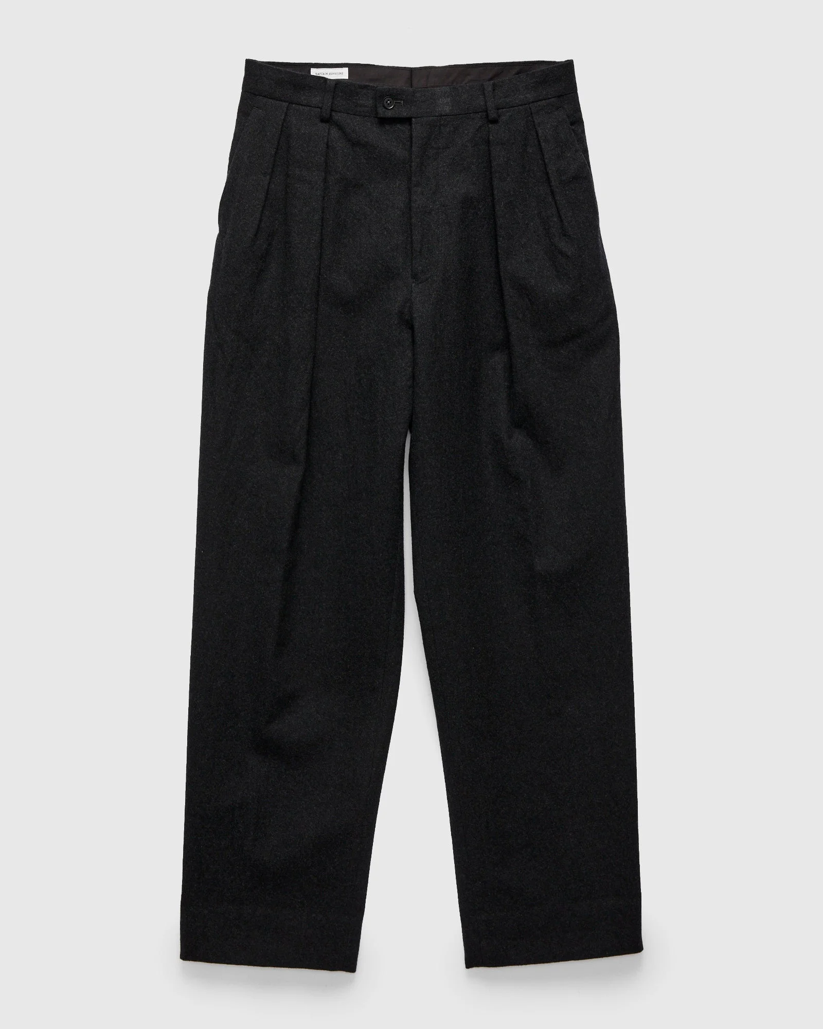 Wool Serge 2P Trousers in Top Charcoal - 1