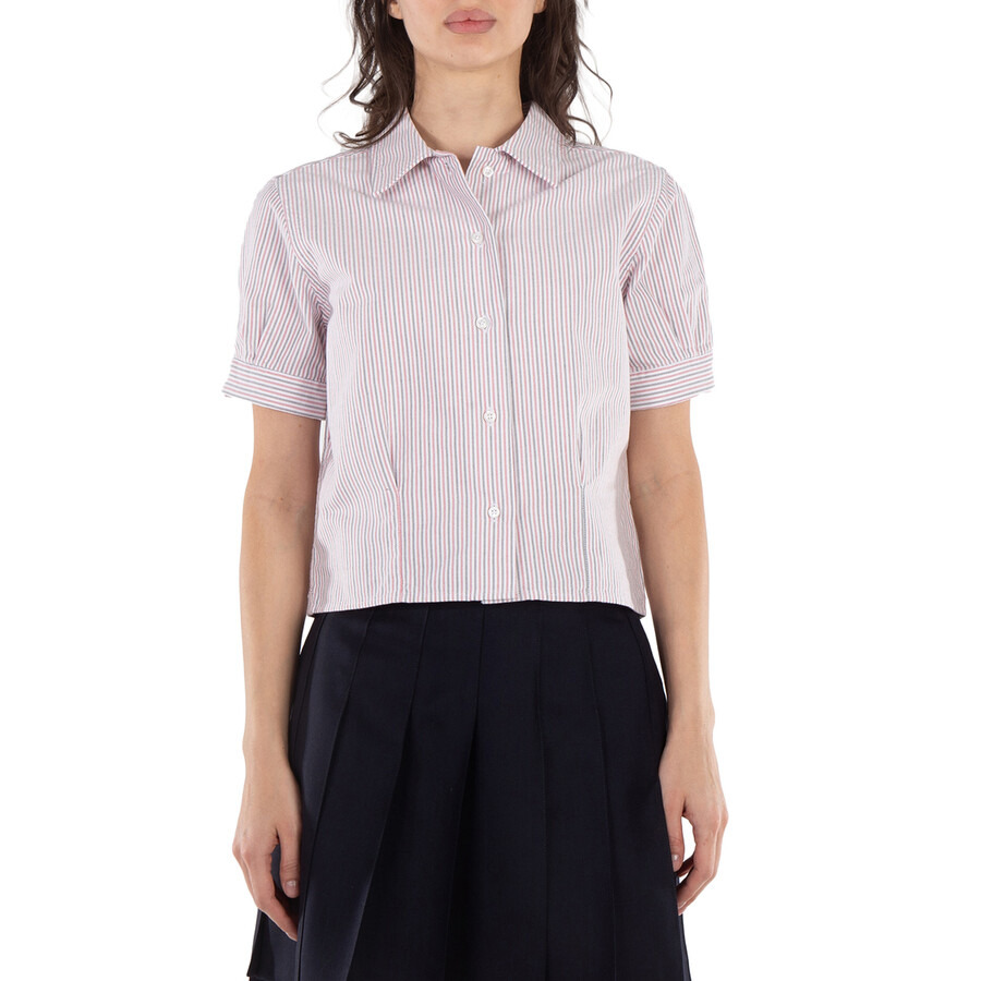 Thom Browne Short Sleeve Stripe Oxford Blouse - 3